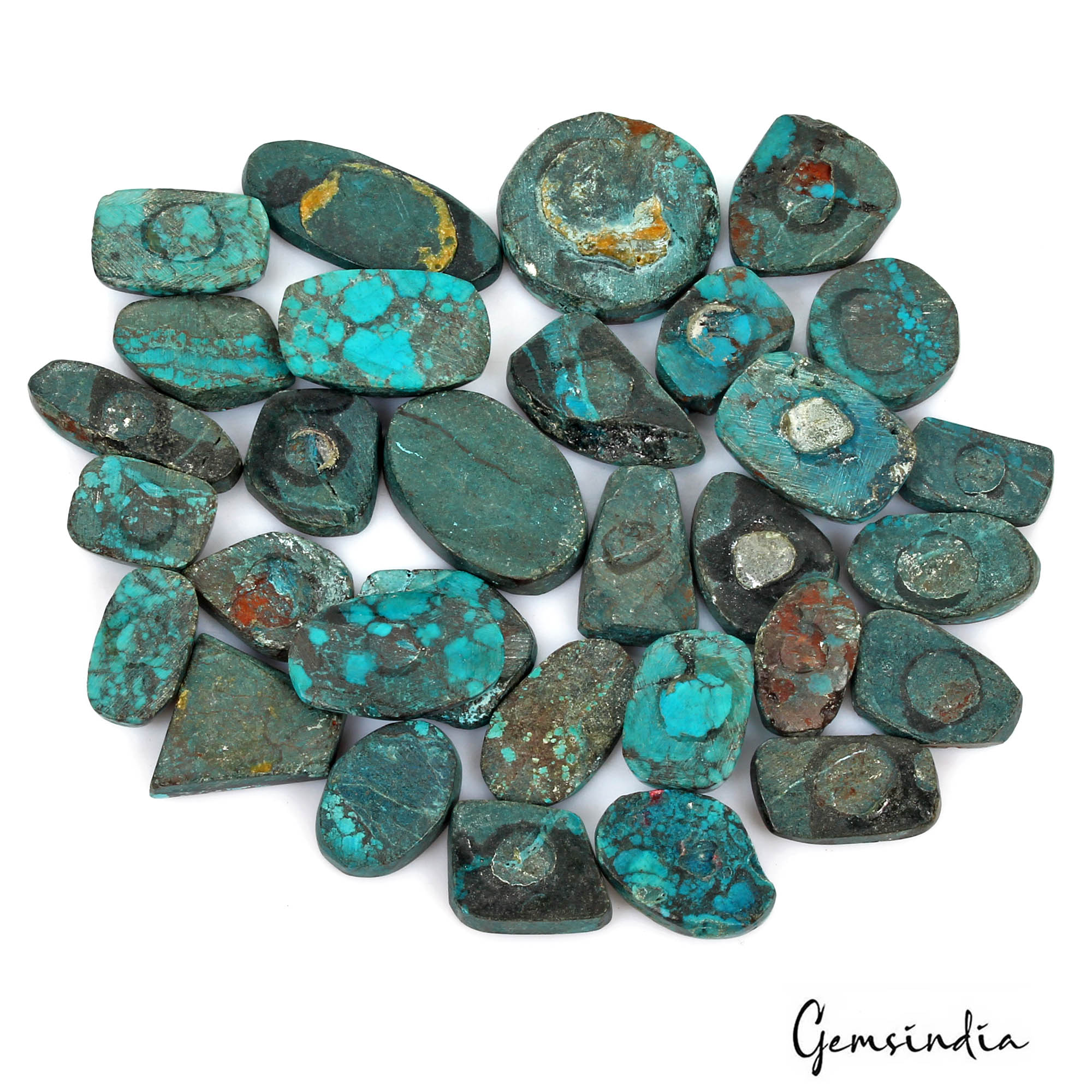 540 Ct/31 Pcs Natural Blue Green Spiderweb USA Turquoise Mix Cab Loose Gems Lot