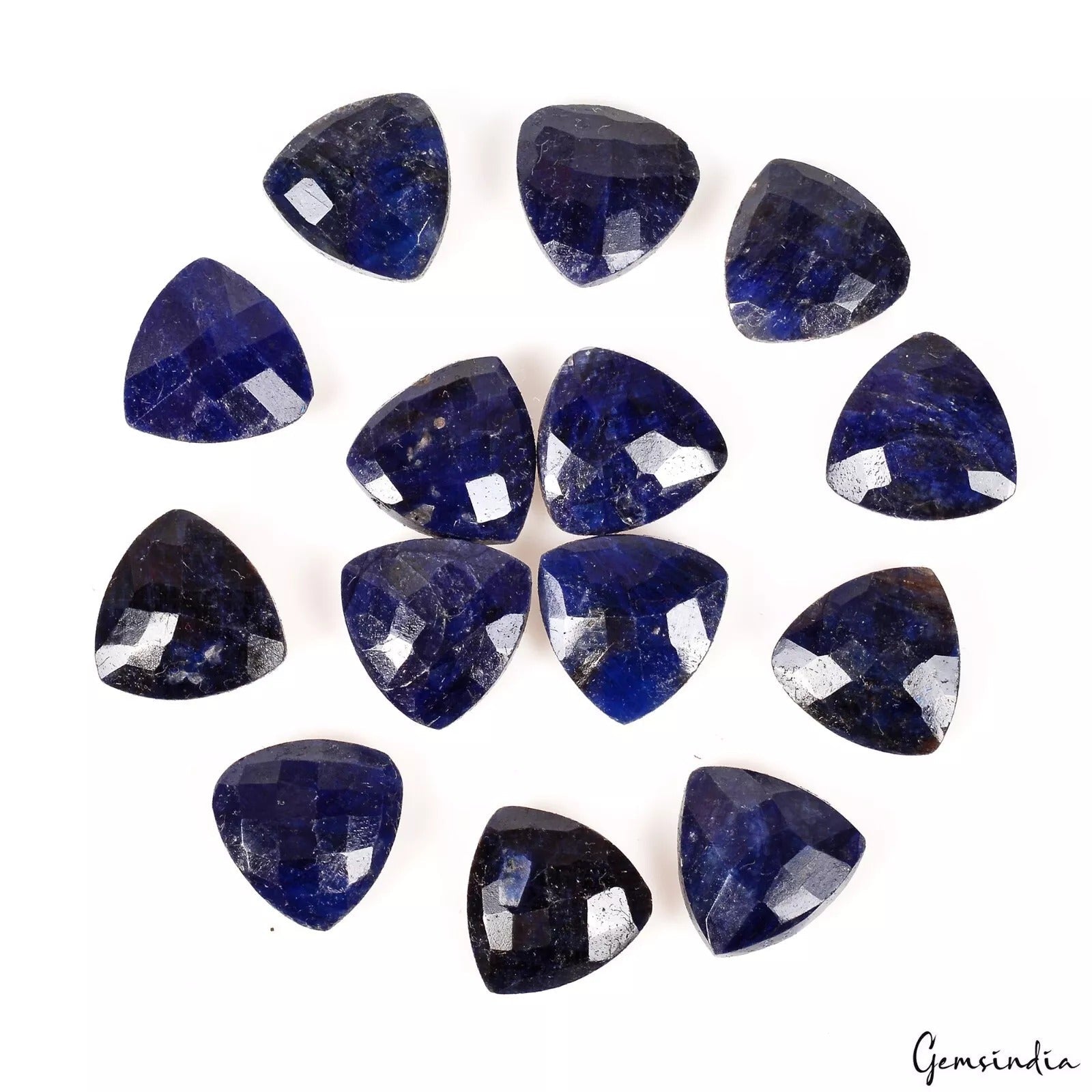 Certified 88.80 Cts/14 Pcs Natural Blue Sapphire Trillion Checker Cut Gems Lot
