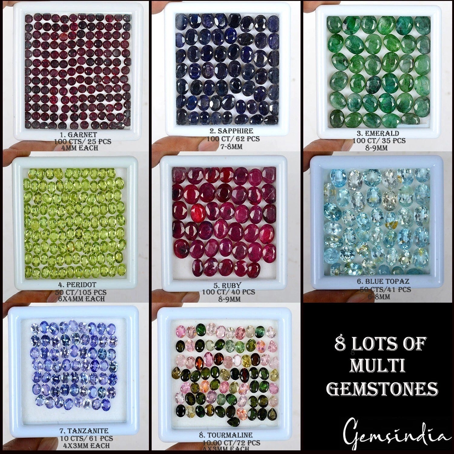 520 Cts/667 Pcs Natural Multi Color Super Pack 8 Lots Mixed Cut Gems For Jewelry