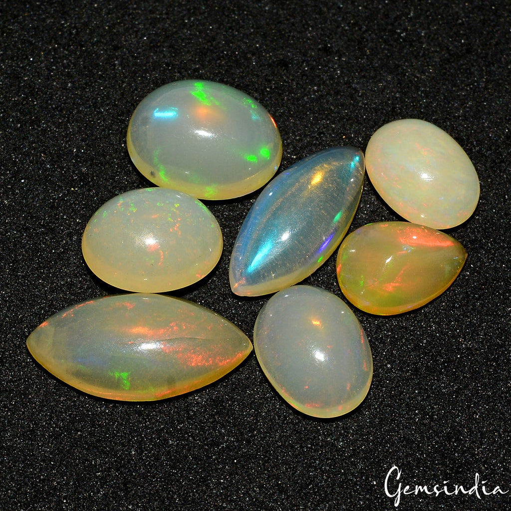 7.60 Ct Natural Untreated Welo Opal Multi Shine Mix Cabochon Loose Gemstone Lot