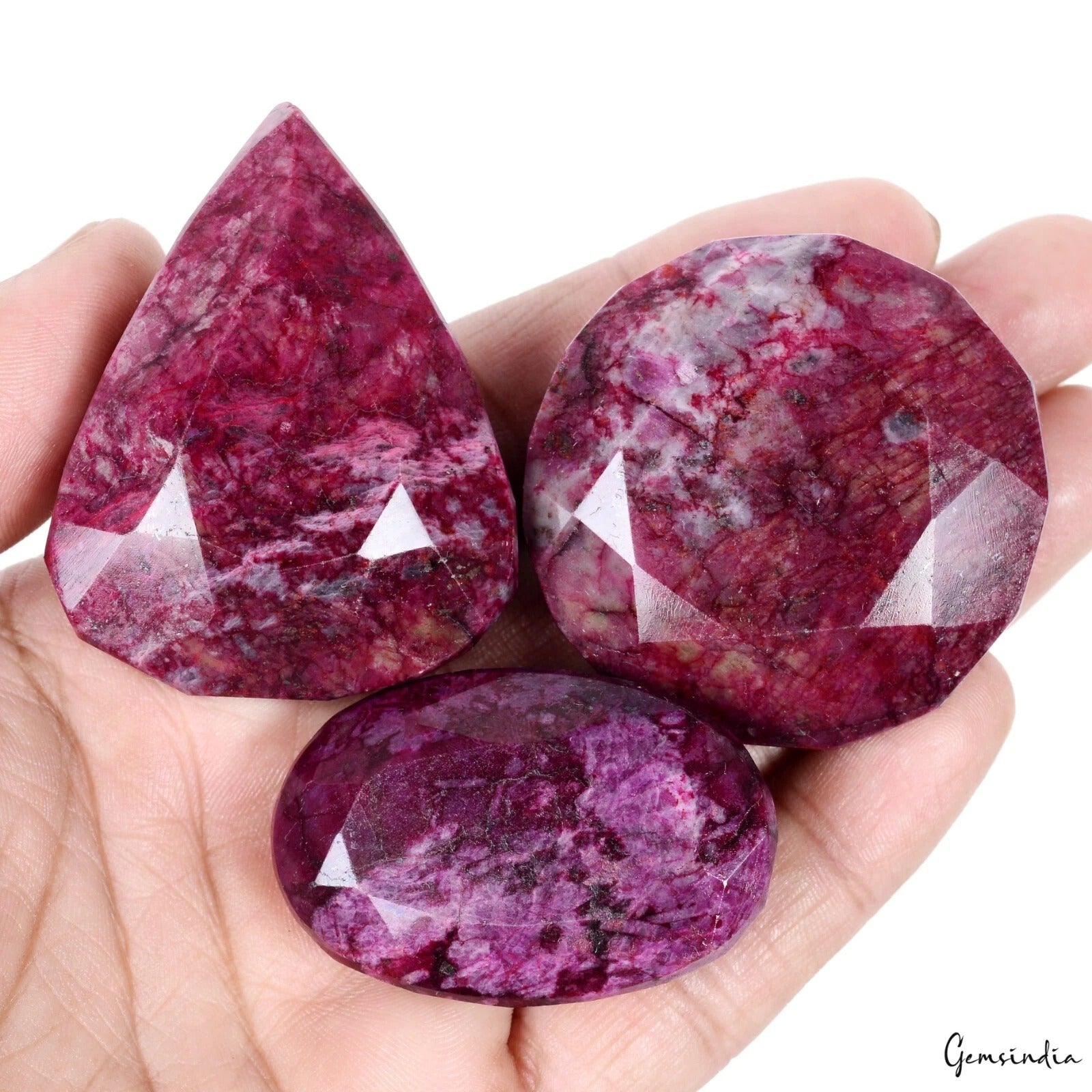 990 Ct Natural Red Ruby Mix Faceted Cut Earth Mined Huge Loose Gemstone Lot 3 Pc