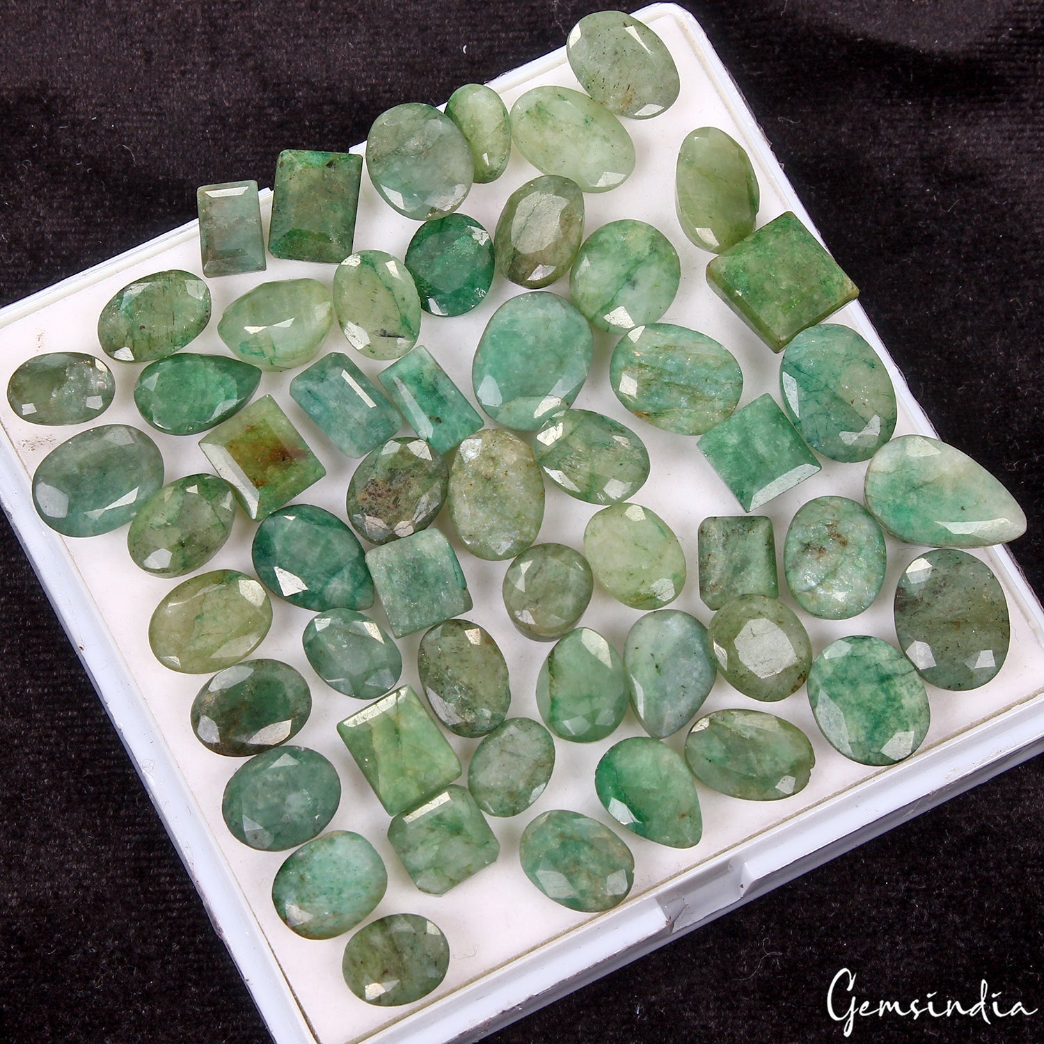 247.30 Ct/53 Pcs Natural Green Emerald Loose Mix Cut Loose 9-17mm Gemstones Lot