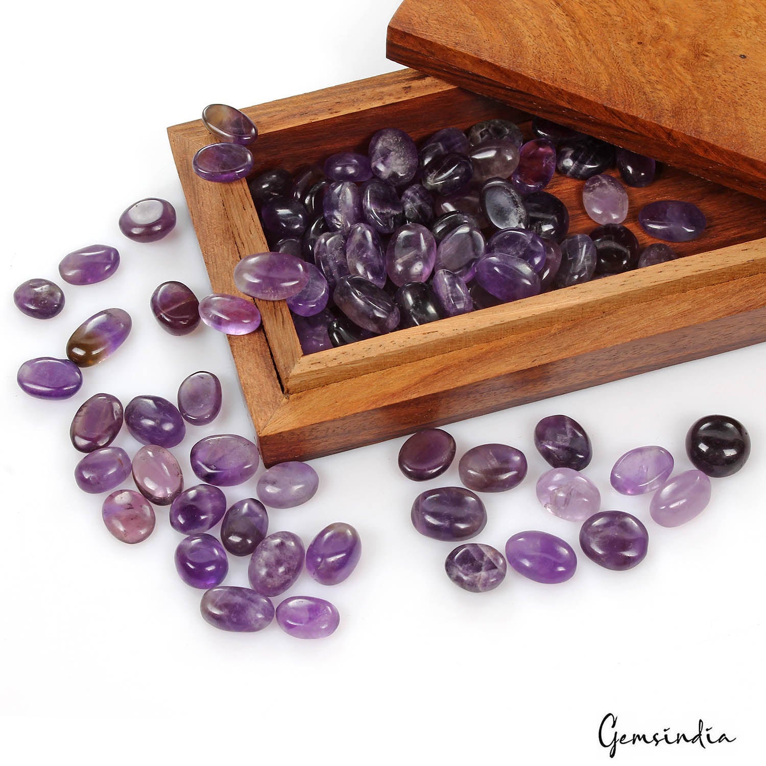Amethyst Lot, Cabochon, Untreated, Purple — 93 Pieces, 10mm to 14mm, 420 Ct