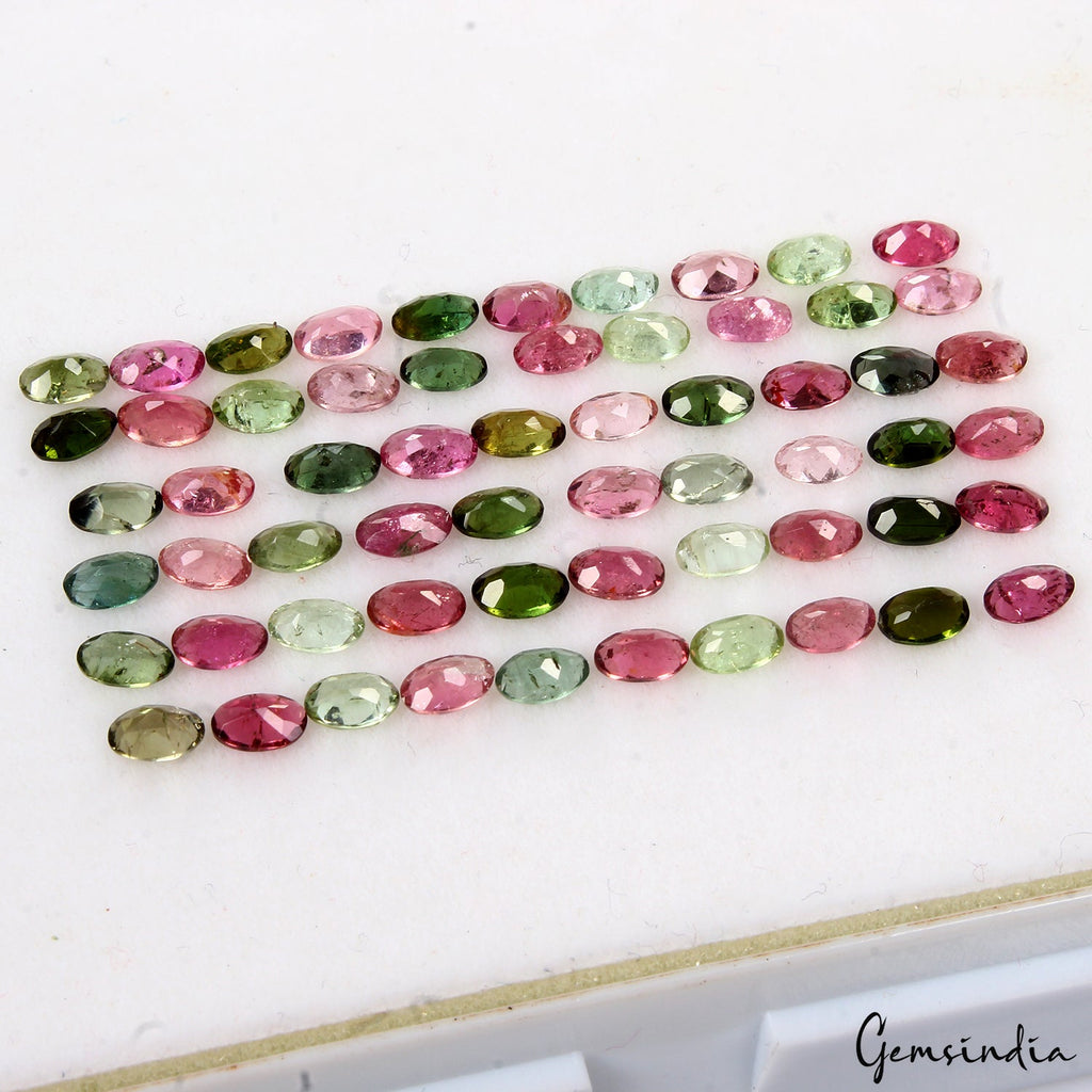 VVS 60 Pcs Natural Multi Tourmaline 5x3mm Oval Cut Top Quality Loose Gemstones