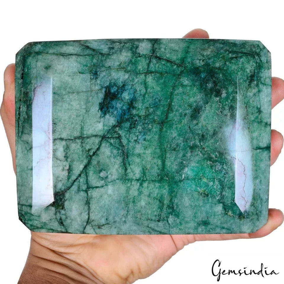 1.5 Kg Natural Brazilian Blue Green Emerald Octagon Cut Huge Size Loose Gemstone