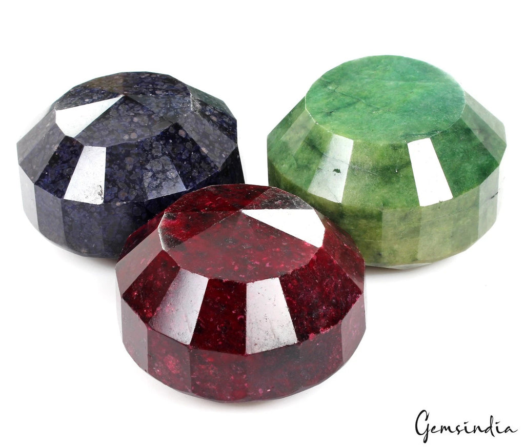 Ruby Lot, Loose Gemstone, Round Cut, Color Enhanced — 3 Pieces, 66mm to 70mm, 5570 Ct, Madagascar