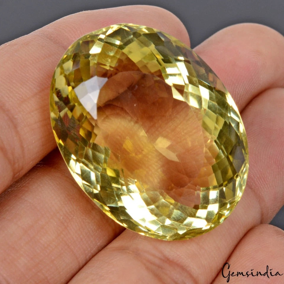 Certified 121.70 Cts Natural Untreated Yellow Citrine Oval Faceted Huge Rare Gem