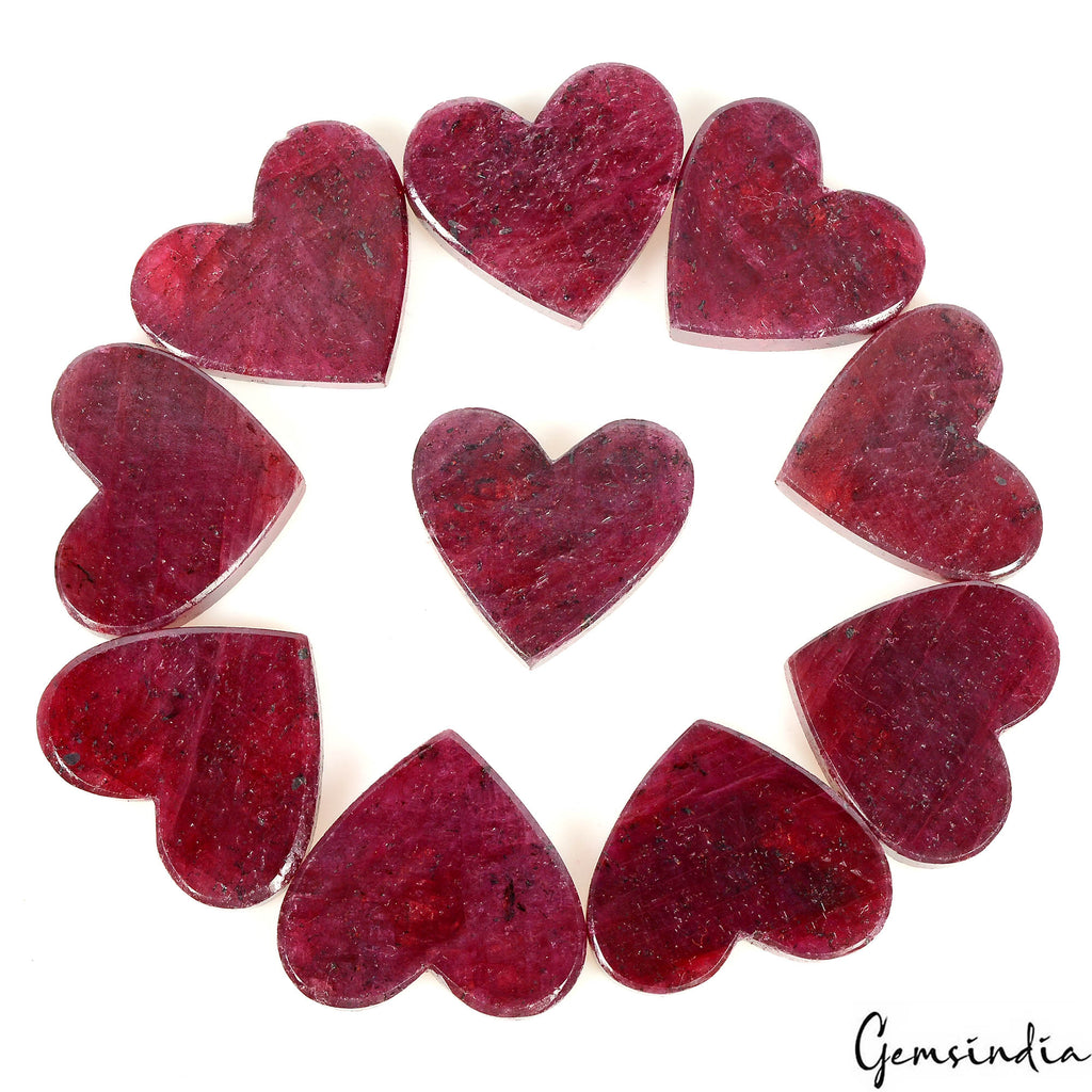 10 Pcs Natural Red Ruby Heart Cut Loose 27-30mm Beautiful Gemstones Lot ~ 720 Ct