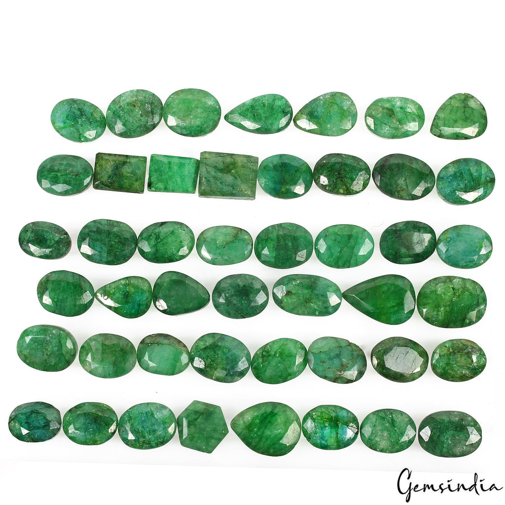 Certified 570 Cts/46 Pcs Natural Brazilian Top Green Emerald Oval Loose Gems Lot
