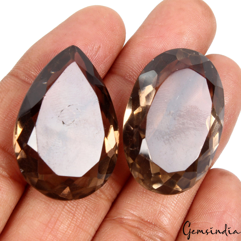 137.50Ct Natural Unheated Brown Smoky Quartz Oval Pear Cut Loose Gemstones~ 2 Pc