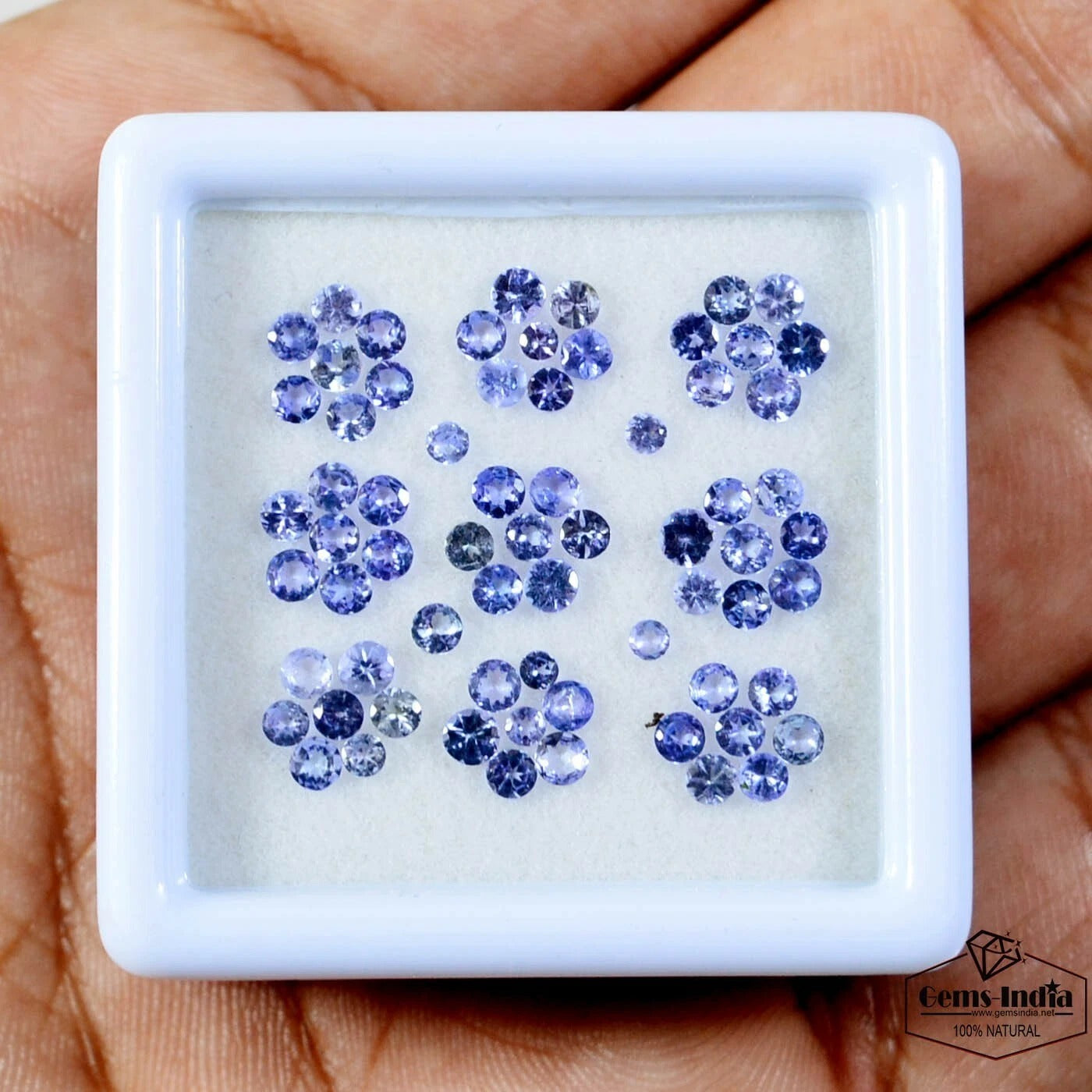 77Pcs Natural Tanzanite Sparkling Blue 2.5mm Round Cut Loose Gemstones Untreated