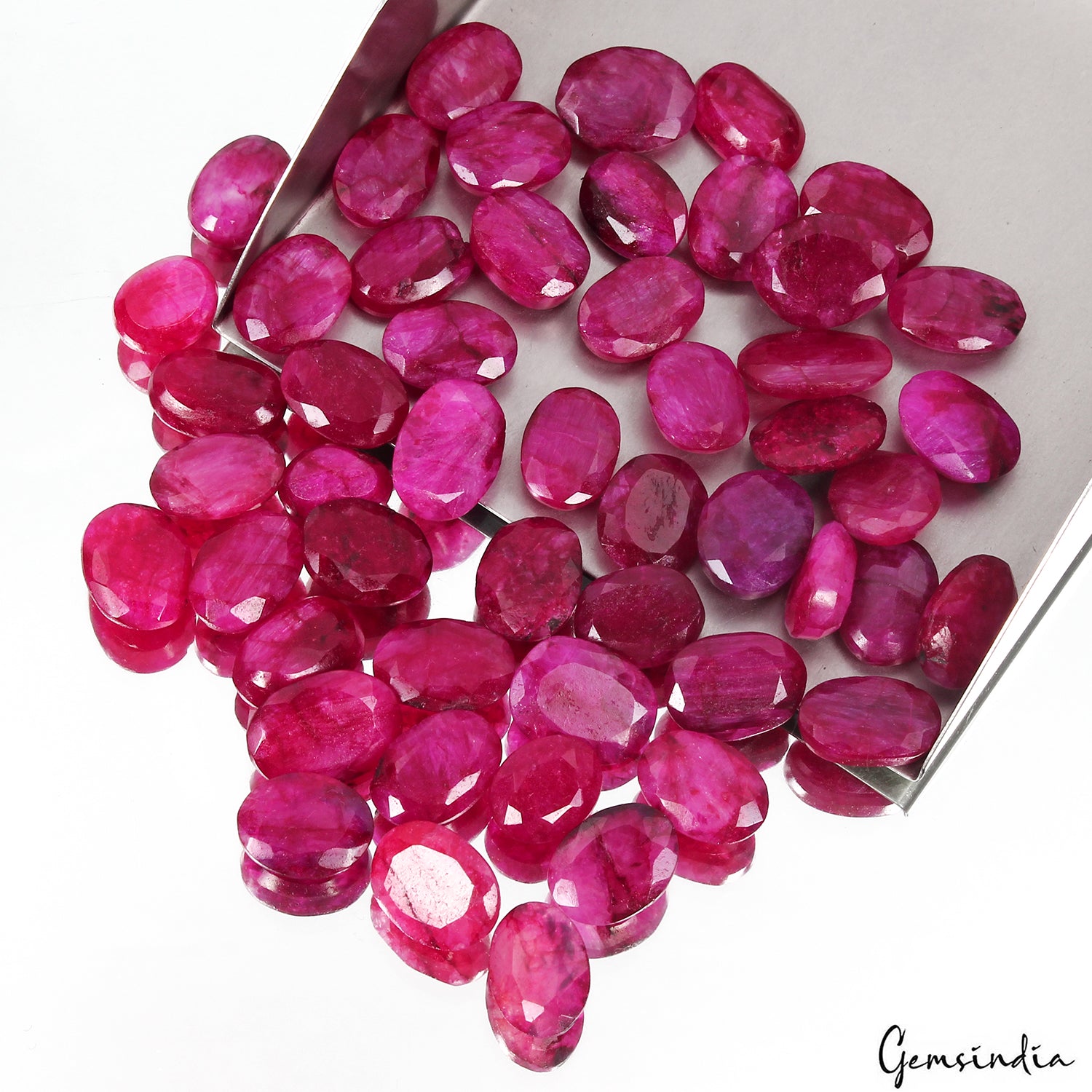 Beryl Lot, Loose Gemstone, Color Enhanced, Red — 50 Pieces, 11mm to 16mm, 320 Ct