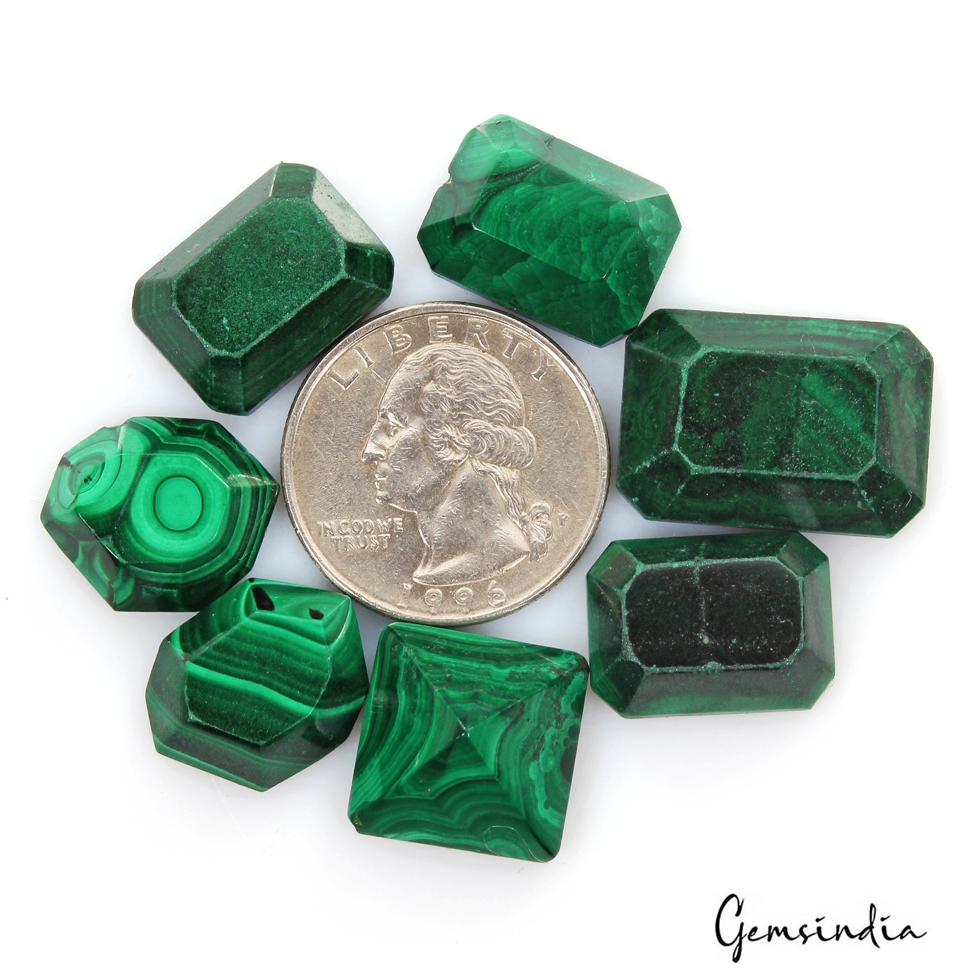149.30 Cts/7 Pcs Natural Untreated Green Malachite Fancy Cut Loose Gemstones Lot