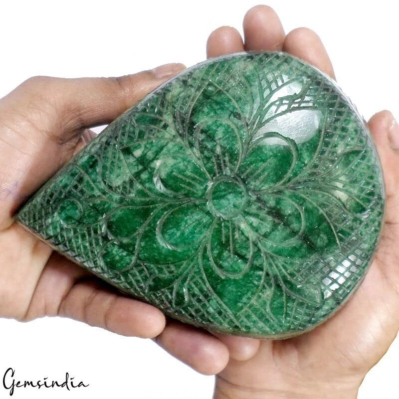 4000 Cts Natural Green Emerald Pear Shape Loose Hand Carved Brazilian Gemstone