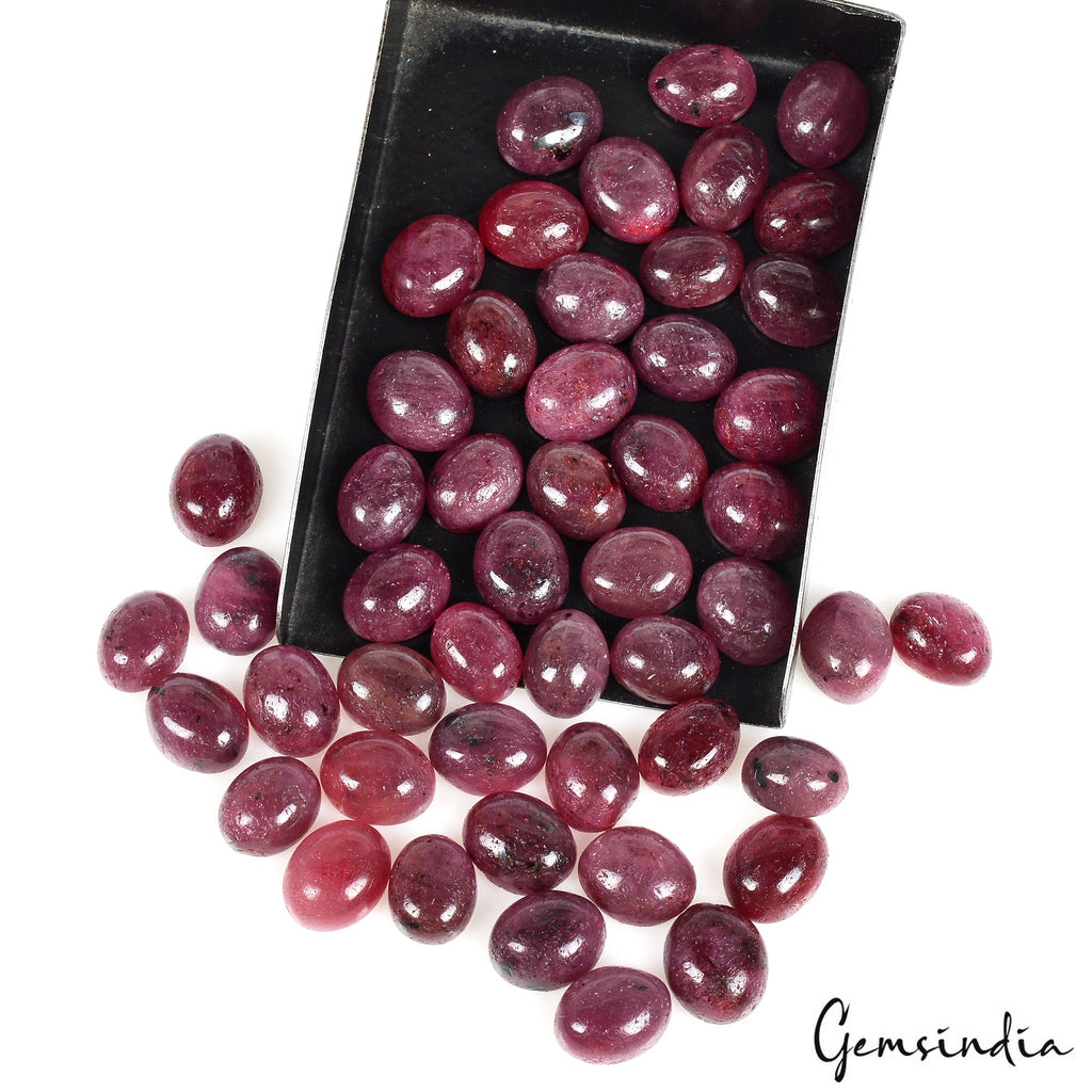238 Cts Natural Red Ruby Oval Cabochon Loose 8-10mm Jewelry Gemstones ~50 Pcs