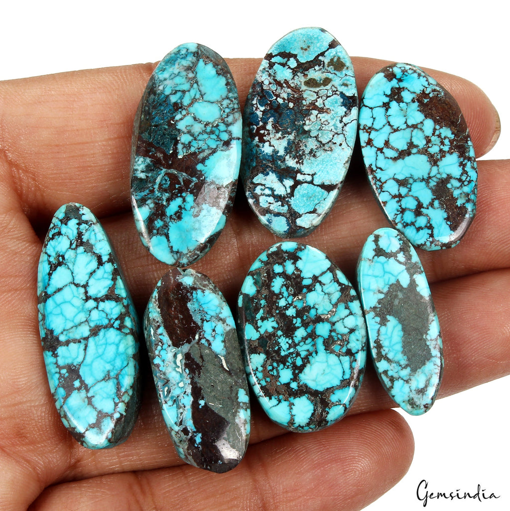 153.00 Ct Natural Spiderweb Turquoise Oval Blue Loose Arizona Gemstones 26-34mm