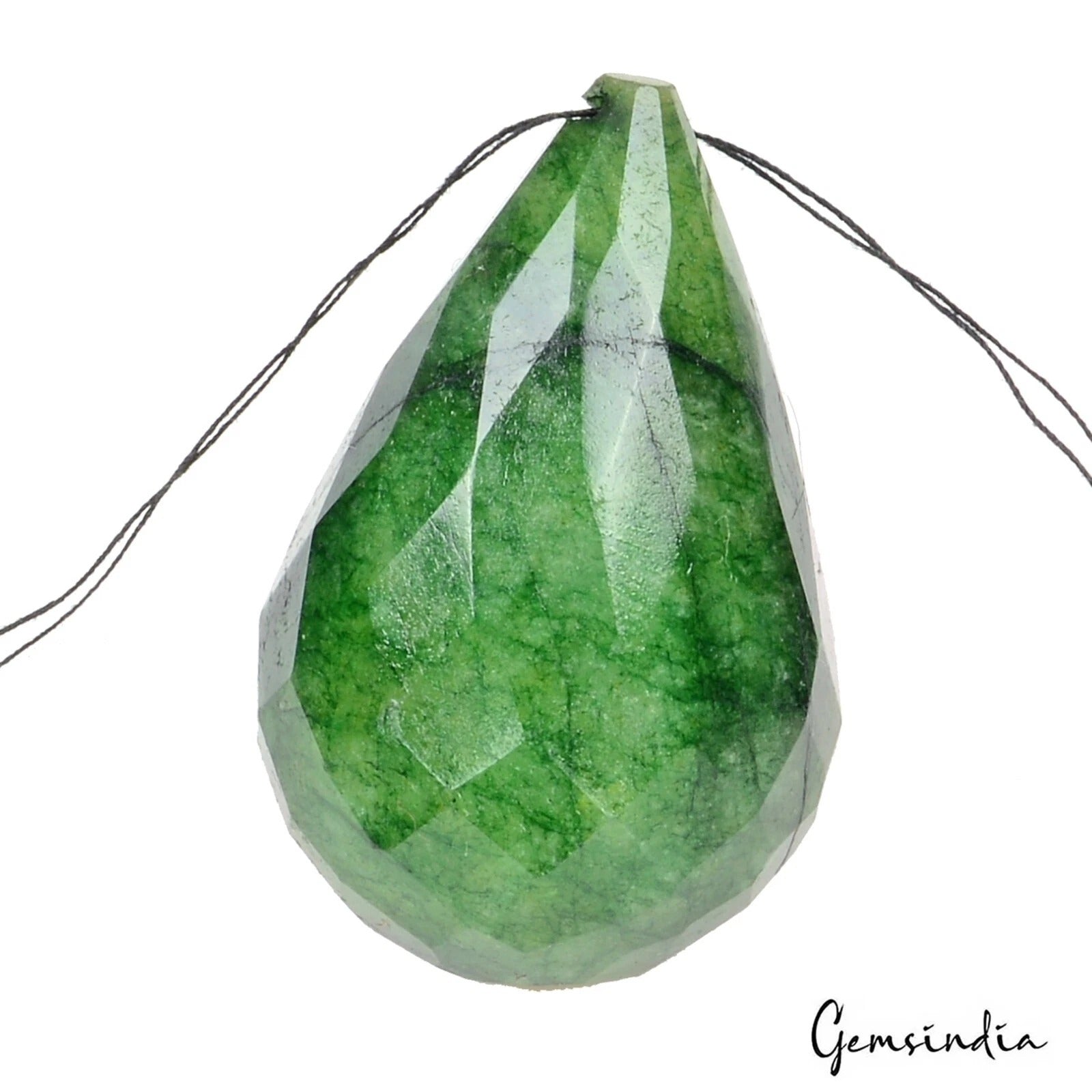 Emerald Briolette Drilled Loose Natural Gemstone 40x26mm Certified Pear 166.80Ct