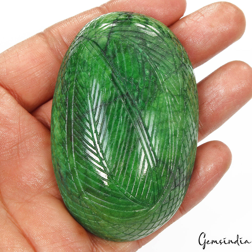 Certified 640 Ct Natural Brazilian Green Emerald Oval Cut Carving Loose Huge Gem