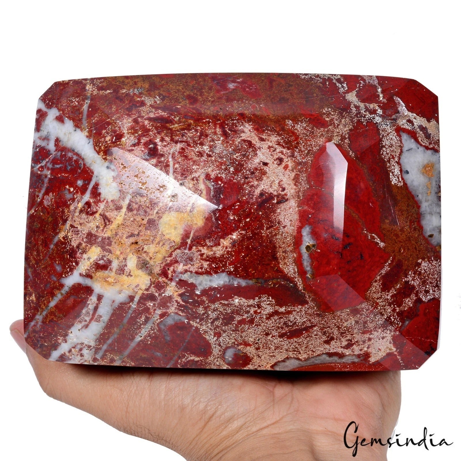 RARE Almost 3 Kilo Natural HUGE Red Jasper Octagon Cut Museum Grade Gemstone
