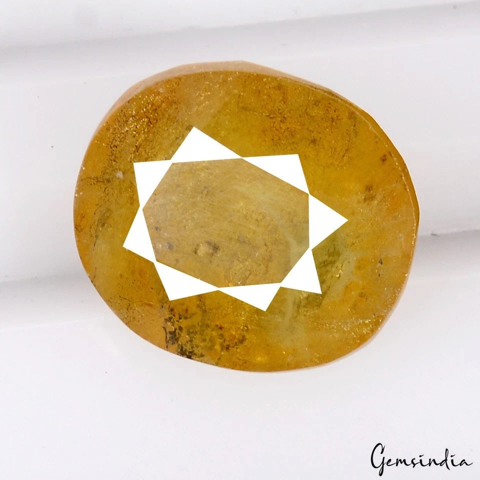 AAA 9.50 Cts Natural Yellow Sapphire Oval Faceted Cut Certified Loose Gemstone