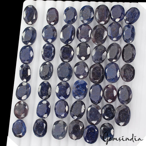 African Blue Sapphire Lot, Loose Gemstone, Color Enhanced — 48 Pieces, 13mm to 18mm, 800 Ct, Africa