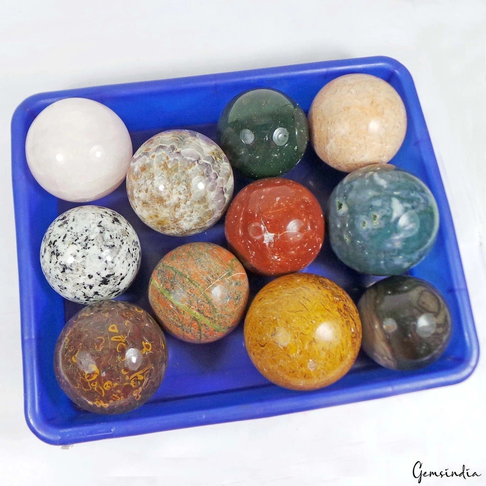 4.2 kilo 11 Pcs Set Of Multigems Crystal Sphere Ball Polished Healing w/ Stand