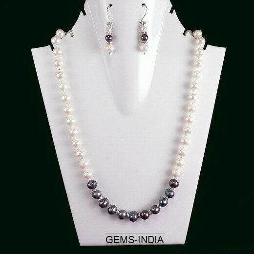 Pearl Necklace, Untreated, White — 5mm to 8mm, 282.50 Ct