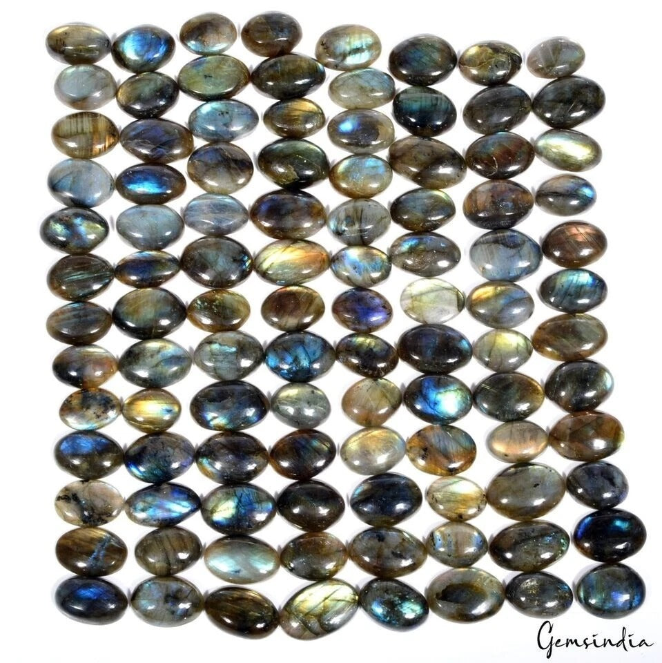 Labradorite Lot, Cabochon, Untreated — 100 Pieces, 18mm to 25mm, 1600 Ct