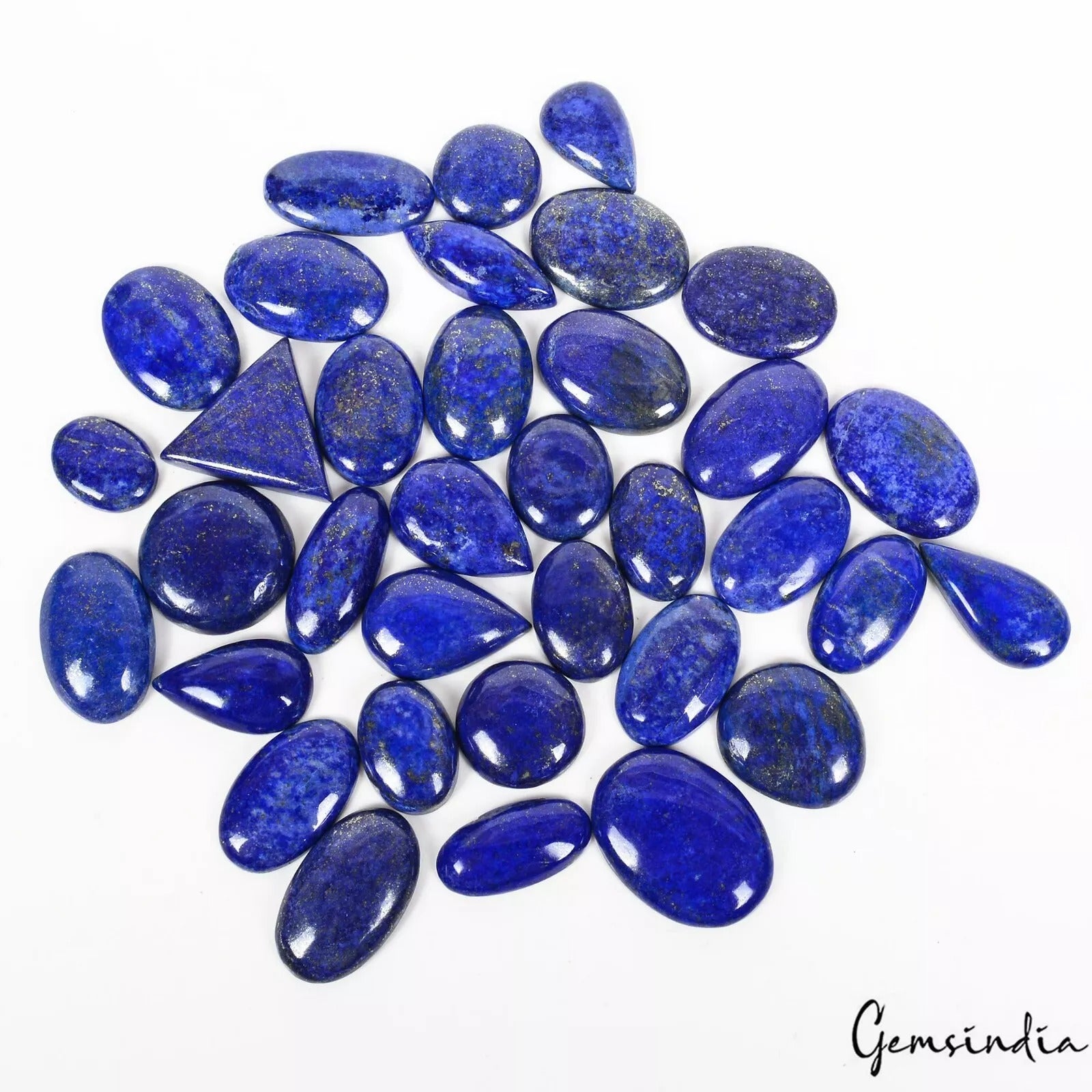 Pyrite Lot, Cabochon, Blue — 35 Pieces, 20mm, 1140 Ct, Afghanistan