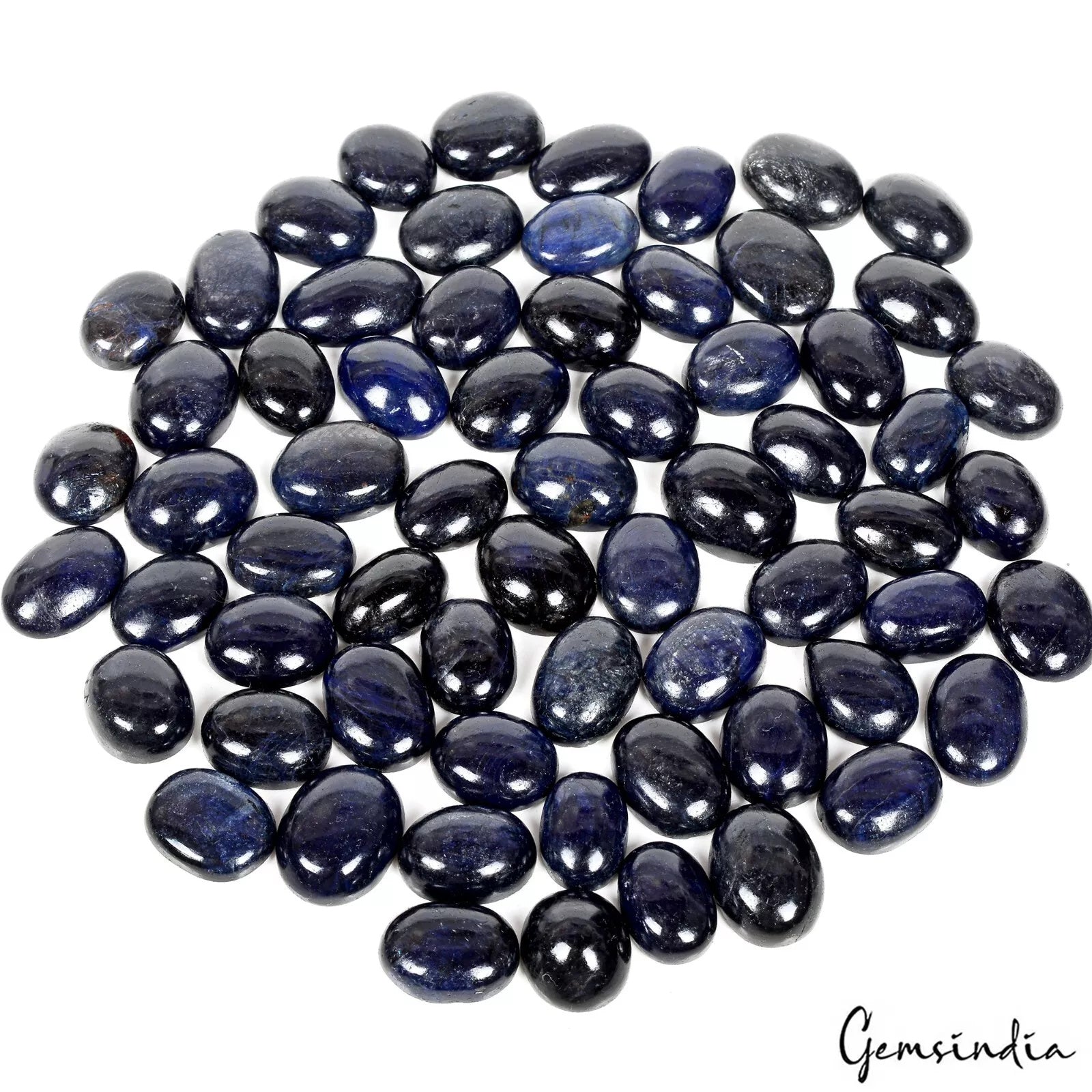 1450 Ct Natural Deep Blue Sapphire Oval Cabochon 16- 21mm Loose Gemstones/ 65 Pc