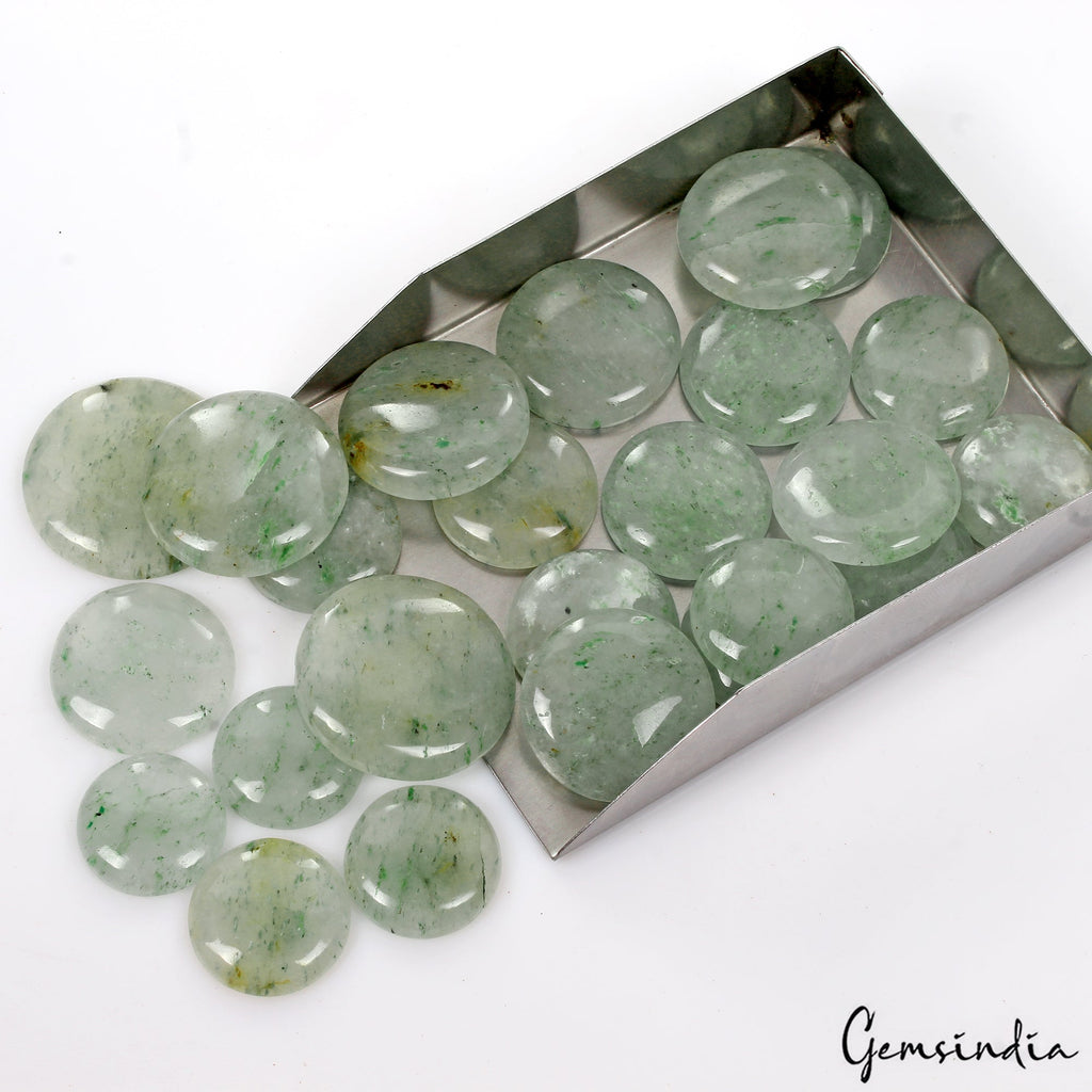 Natural Green Aventurine Round Cabochon Loose 22-36mm Untreated Gemstones~1050Ct