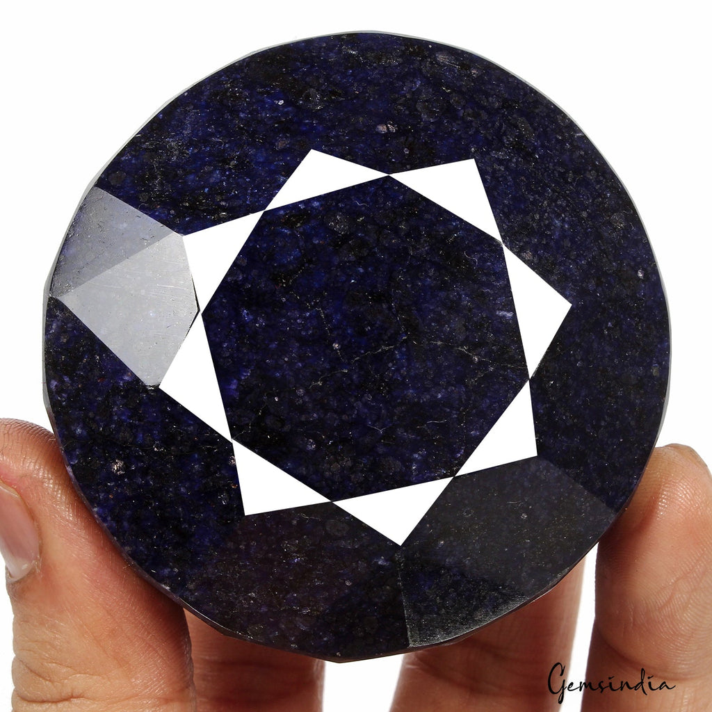 1870 Ct Natural Blue Sapphire Round Cut Faceted Huge Earth Mined Loose Gemstone