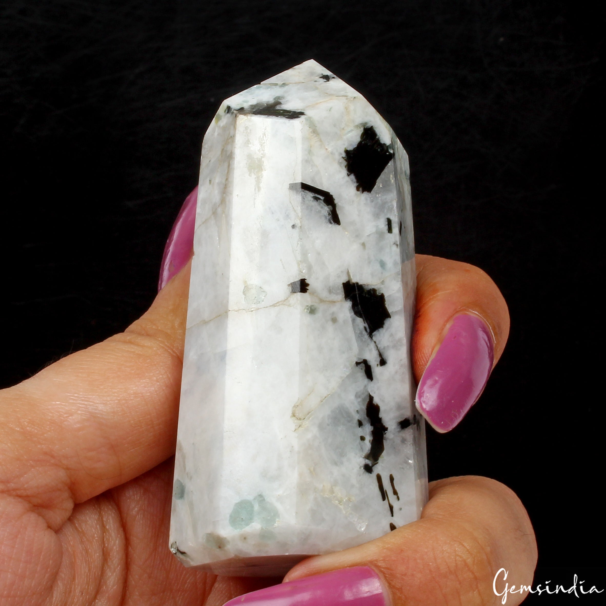 124 Gram/2.75" Natural Moonstone Crystal Obelisk Wand Tower Point Healing Reiki