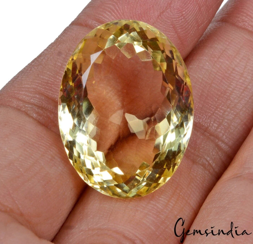 Oval Cut Natural Unheated Top Yellow Citrine Brazil 50.30 Ct 27x20x14mm Gemstone