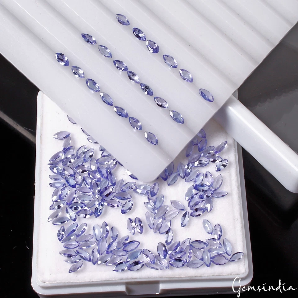 200 Pc Natural Tanzanite 4x2mm Marquise Cut Violet Blue Dazzling Loose Gemstones