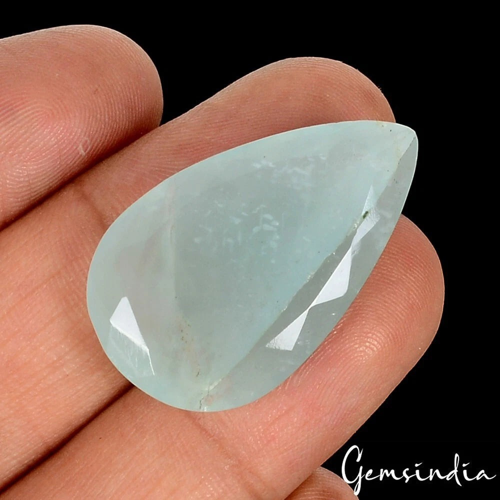 Certified 30.50 Cts Natural Untreated Aqua Green Aquamarine Pear Gem For Pendant