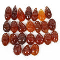 230 Ct/24 Pcs Natural Orange Brown Onyx Mix Hand Carved Ganesha Gems For Jewelry
