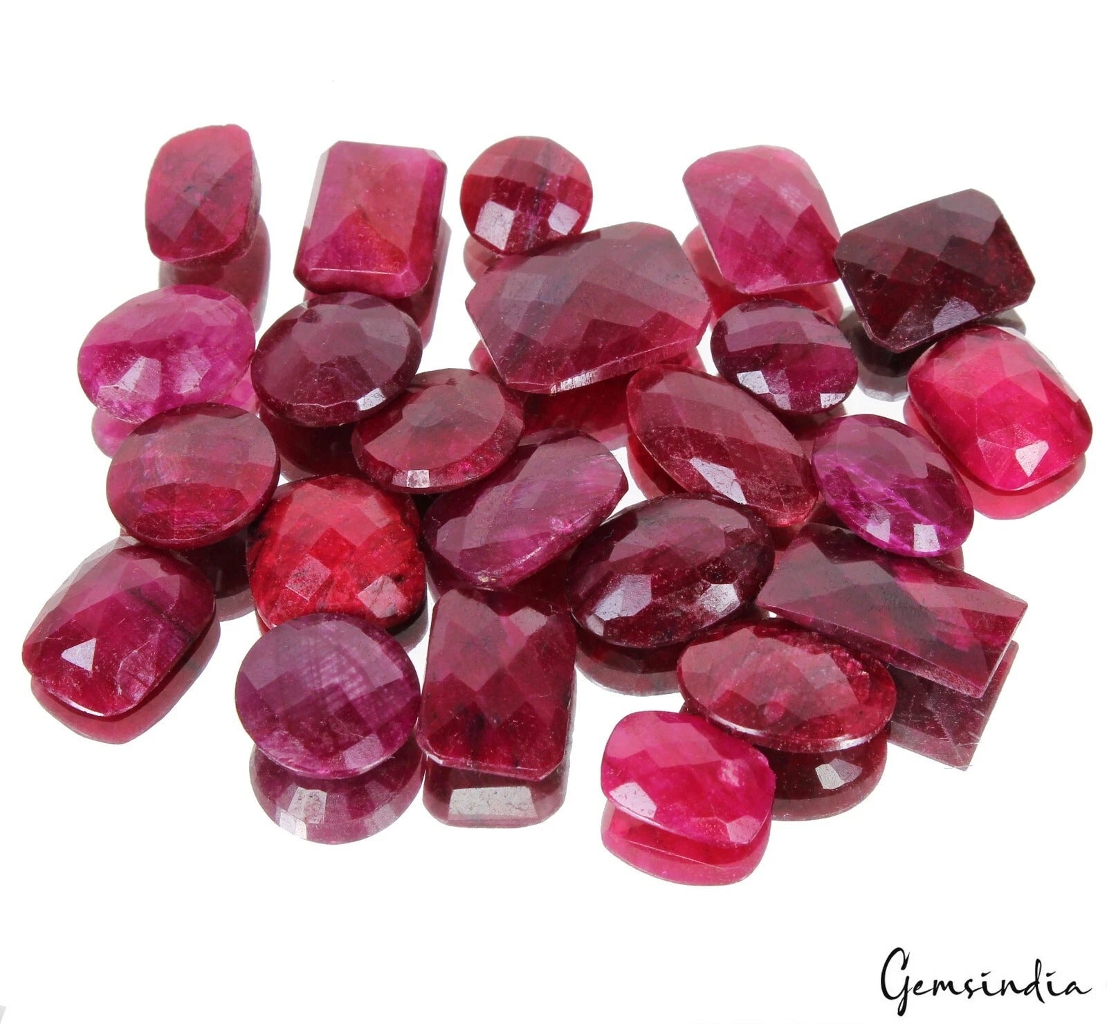 Ruby Loose Gemstone, Color Enhanced, Red — 11mm to 20mm, 280 Ct, Madagascar