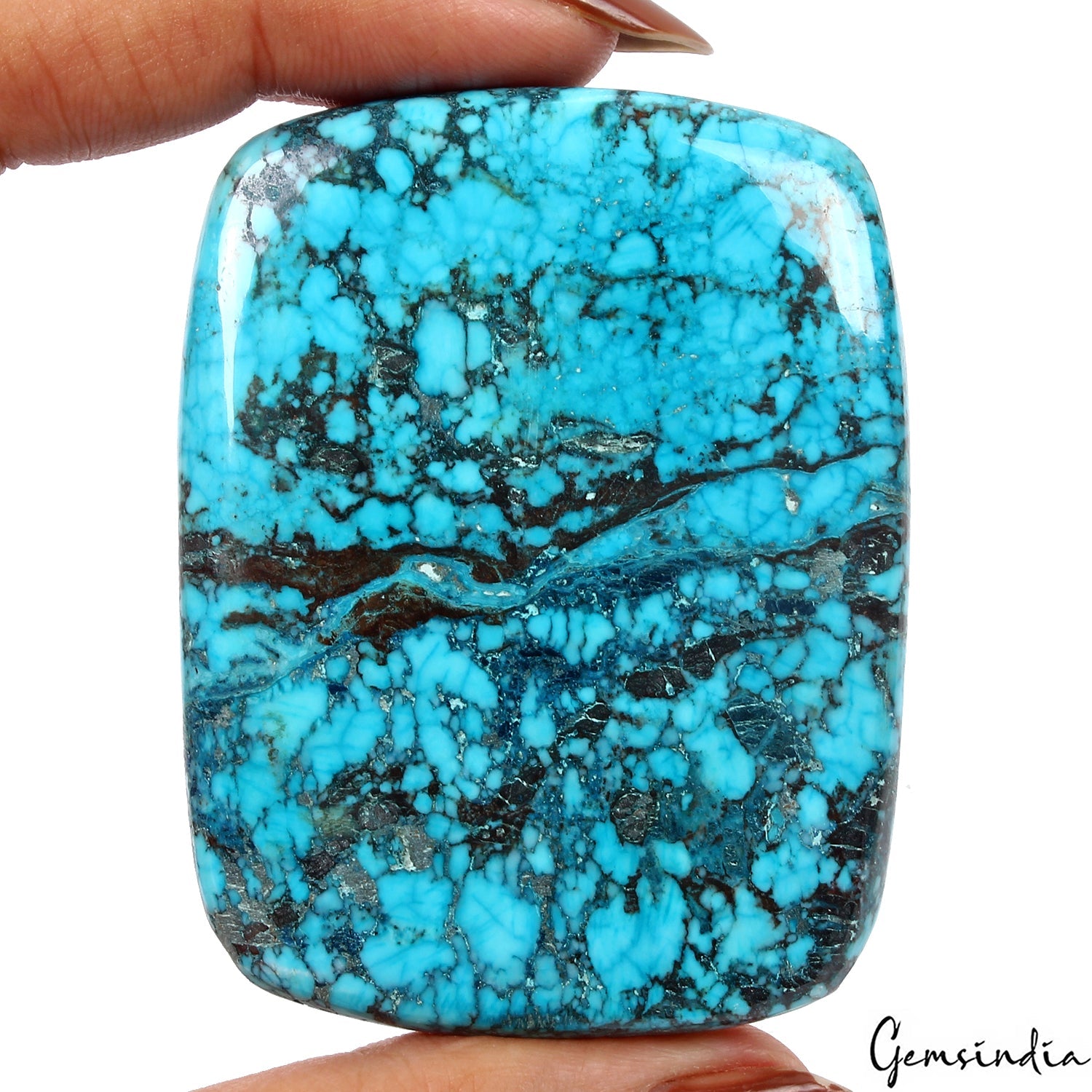 Spiderweb Blue Turquoise Cushion Cab Arizona 230 Cts Museum Size Loose Gemstone