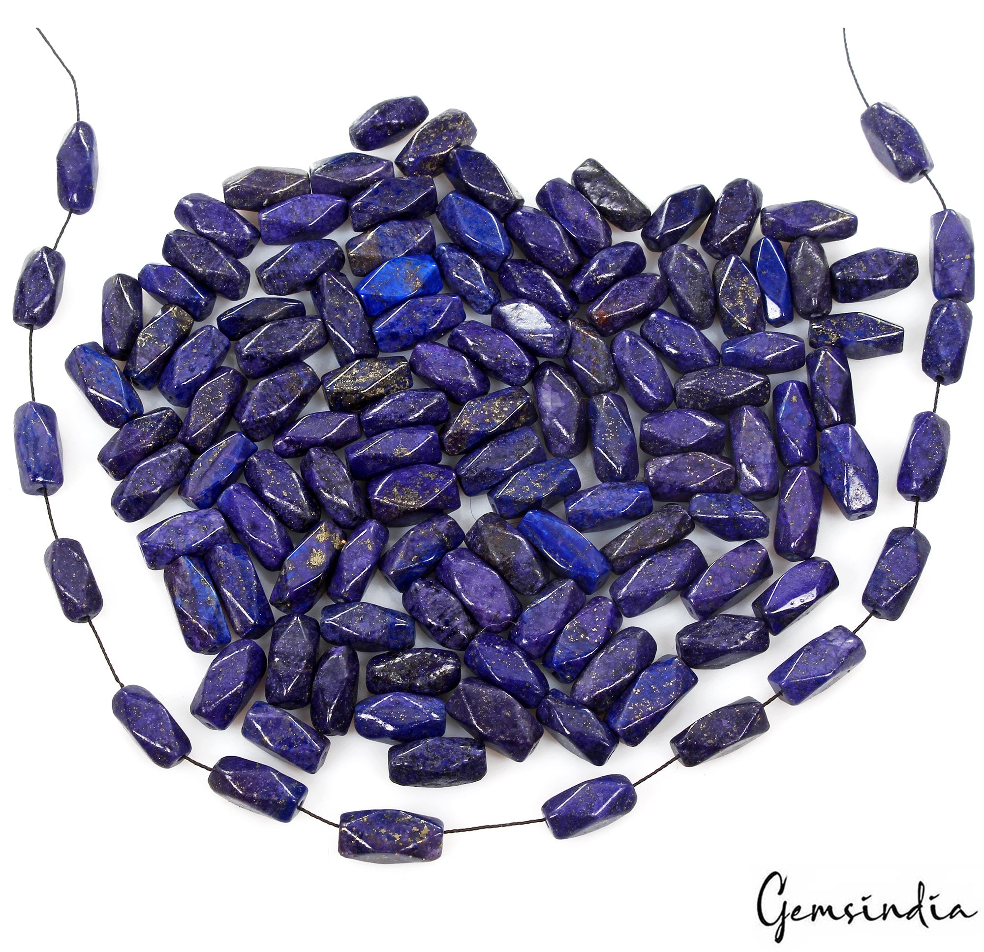 500 Cts/118 Pcs Natural Blue Lapis Lazuli Nuggets Shape Drilled Beads Gems Lot