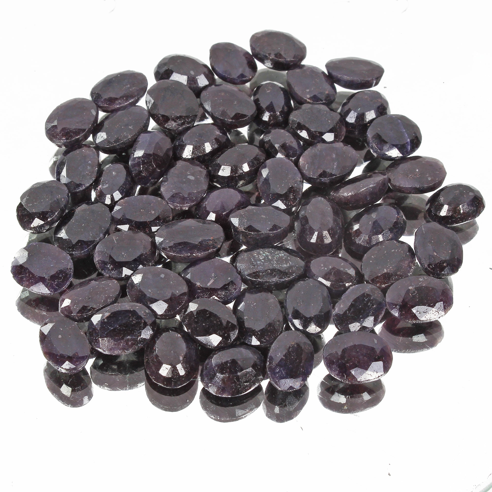 350 Ct/54 Pcs Natural African Dark Blue Sapphire Oval Faceted Loose Cut Gems Lot