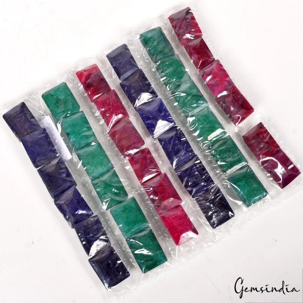 470 Ct/36 Pcs Natural Ruby Emerald Sapphire Baguette Cut Loose Gemstones Lot