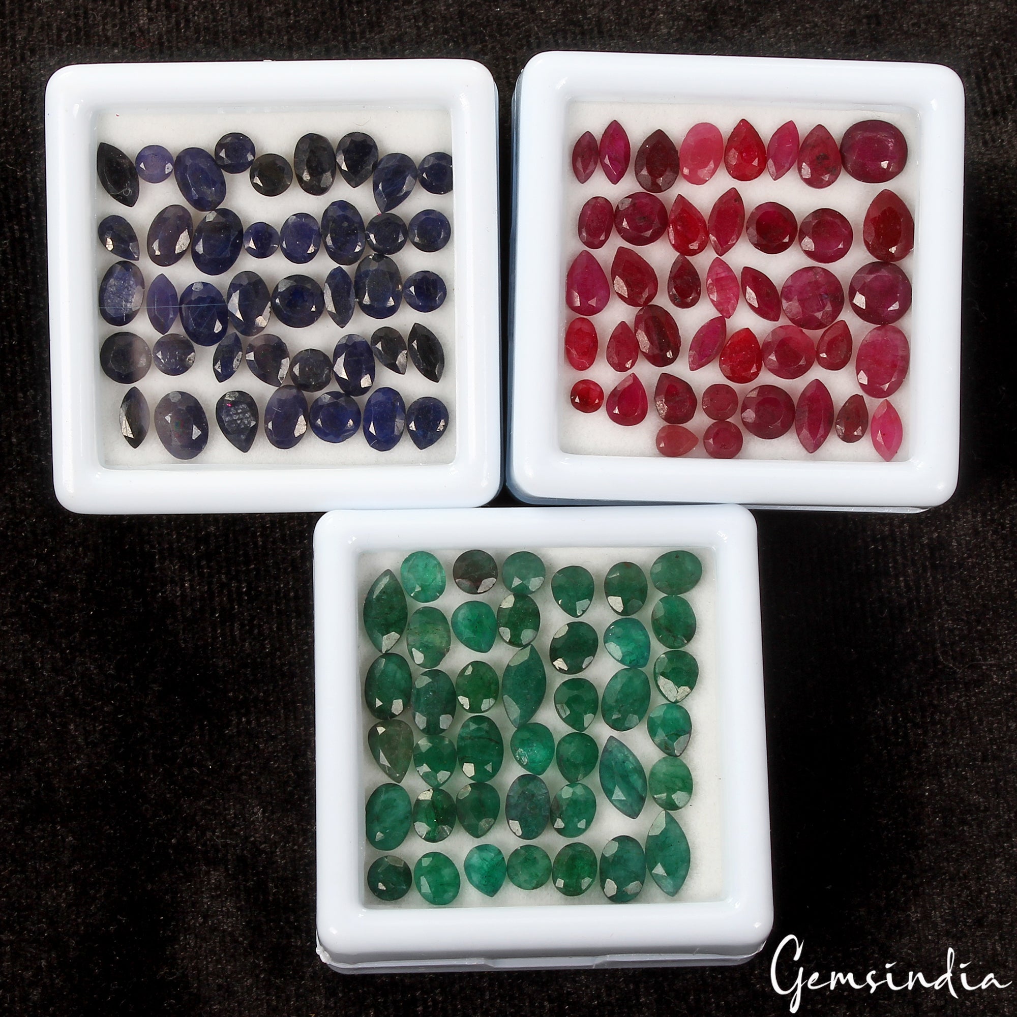 Natural Ruby Emerald Sapphire Loose Mix Cut Setting Size Gemstones 3 Lots~120 Pc