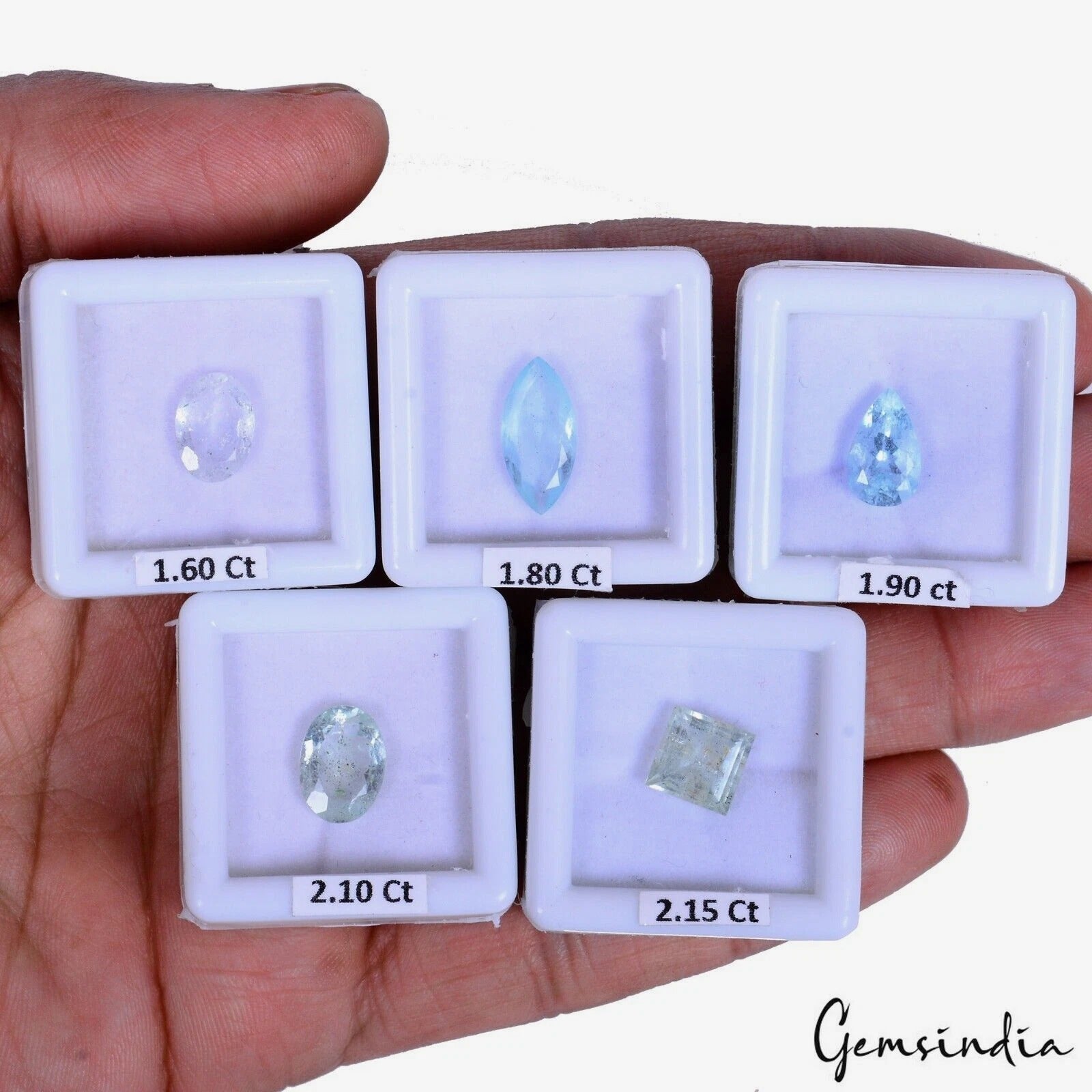 9.55 Cts/5 Pcs Natural Unheated Brazilian Blue Green Aquamarine Mix Cut Gems Lot