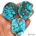 350 Ct/3 Pcs Natural Spiderweb Blue Turquoise Oval Cabochon Loose Gemstone Lot