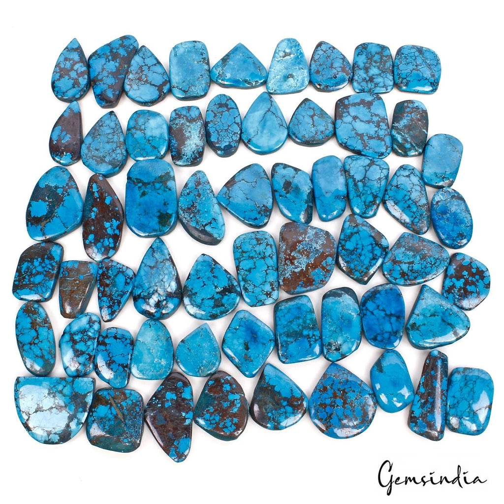 1100 Ct/58 Pcs Natural Blue Spider Web Turquoise Mix Cab Wholesale Loose Gem Lot