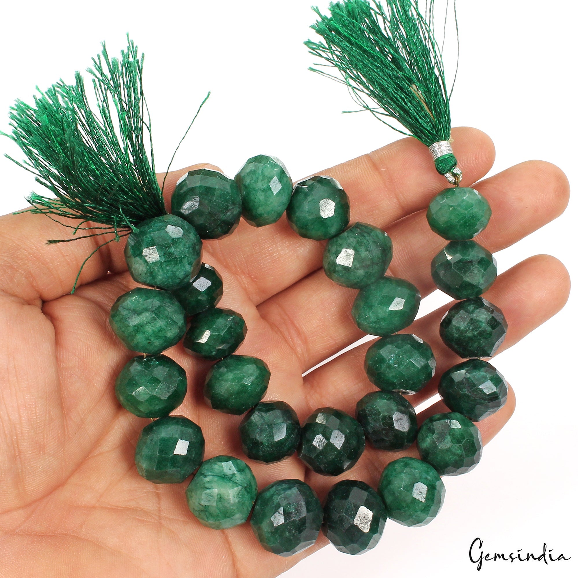 13.5" Long Strand 100% Natural Green Emerald Round Cut 13-17mm Beads~650ct/ 25Pc