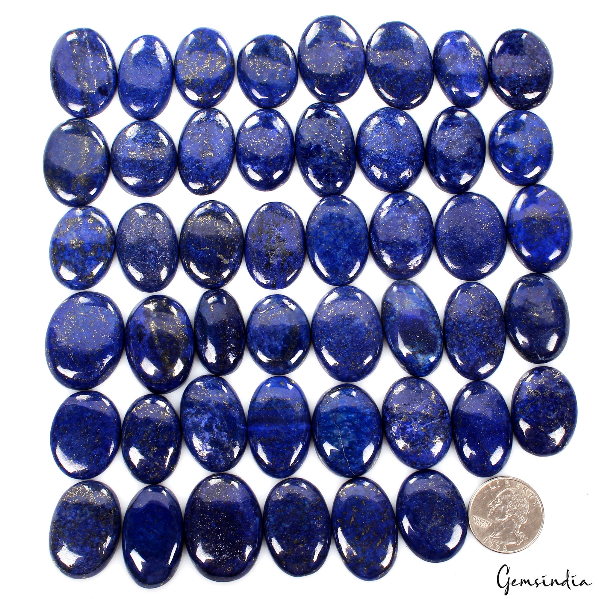 1600 Cts/46 Pcs Natural Blue Lapis Lazuli Gold Flecks Oval Loose Wholesale Gems