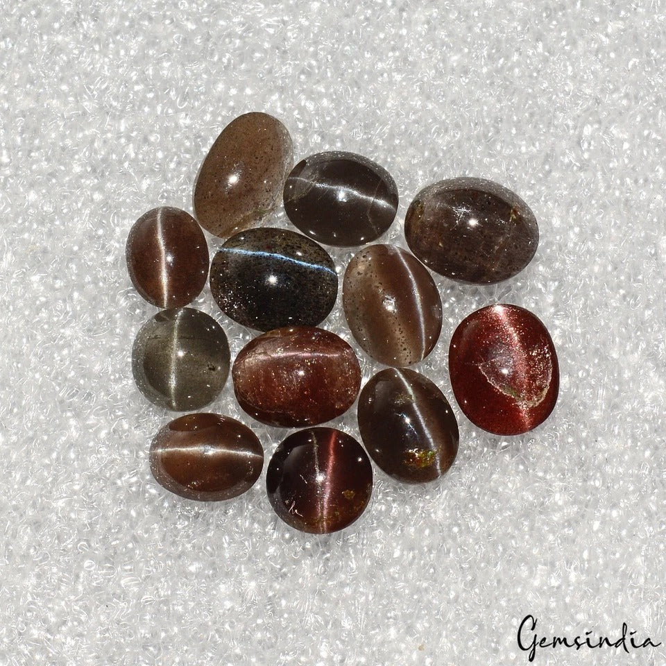 Natural Untreated Spectrolite Cats Eye Mix Cab Loose Gemstones 20.50 Ct/6mm-9mm