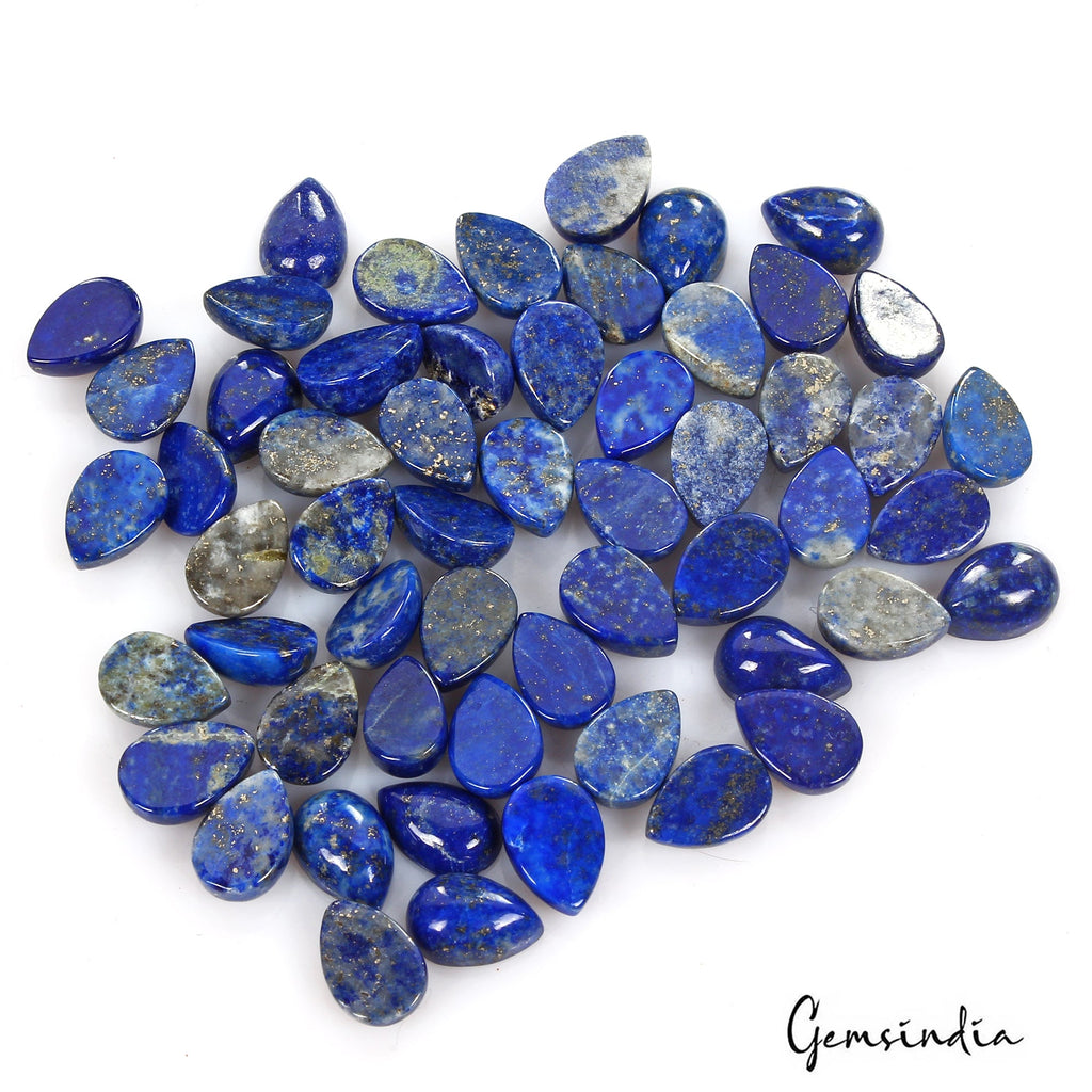 145 Ct Natural Blue Lapis Lazuli Pear Cab 9-10mm Loose Wholesale Gems Lot~59 Pcs